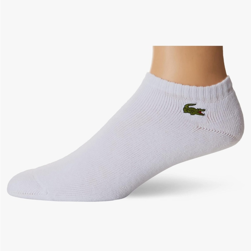 LACOSTE SPORT. Unisex, White, Low Cut Sports Socks with Logo.Fits Shoe Sizes 6-9 - Picture 2 of 8